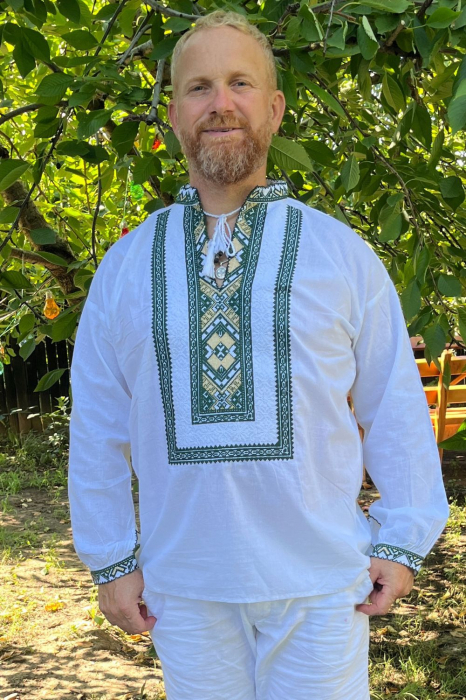 Cămașă tradițională Leon broderie verde [2]