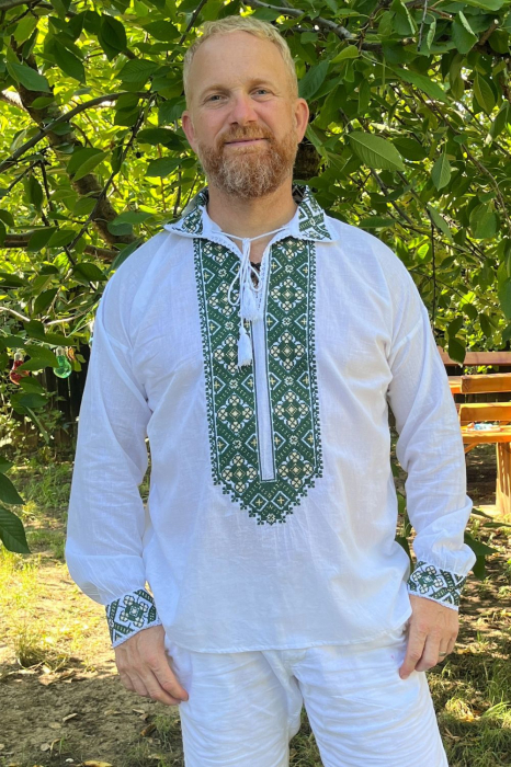 Cămașă tradițională Filimon broderie verde [3]
