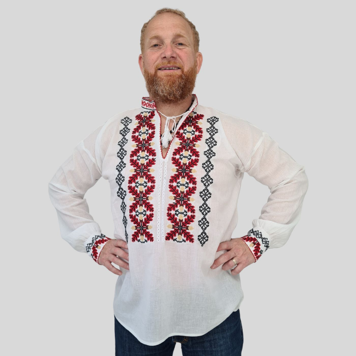 Cămașă tradițională Paraschiv broderie roșie [2]