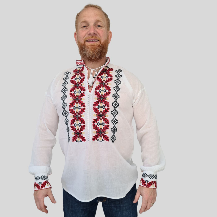 Cămașă tradițională Paraschiv broderie roșie [3]