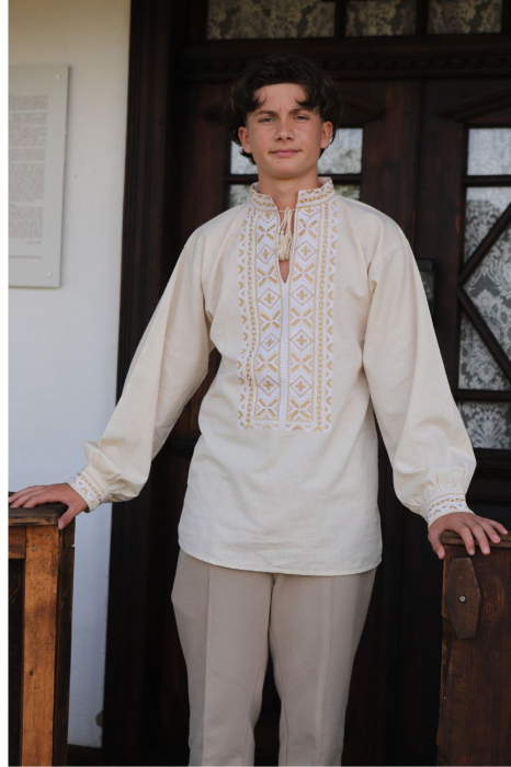 Cămașă tradițională Gavriil material ivory [2]