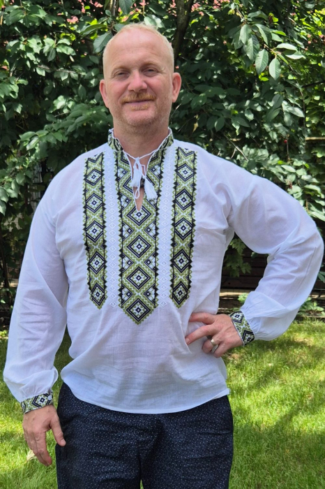 Cămașă tradițională Ierotei broderie verde [3]