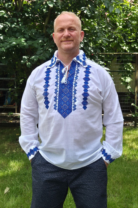Cămașă tradițională Liviu broderie albastra [2]