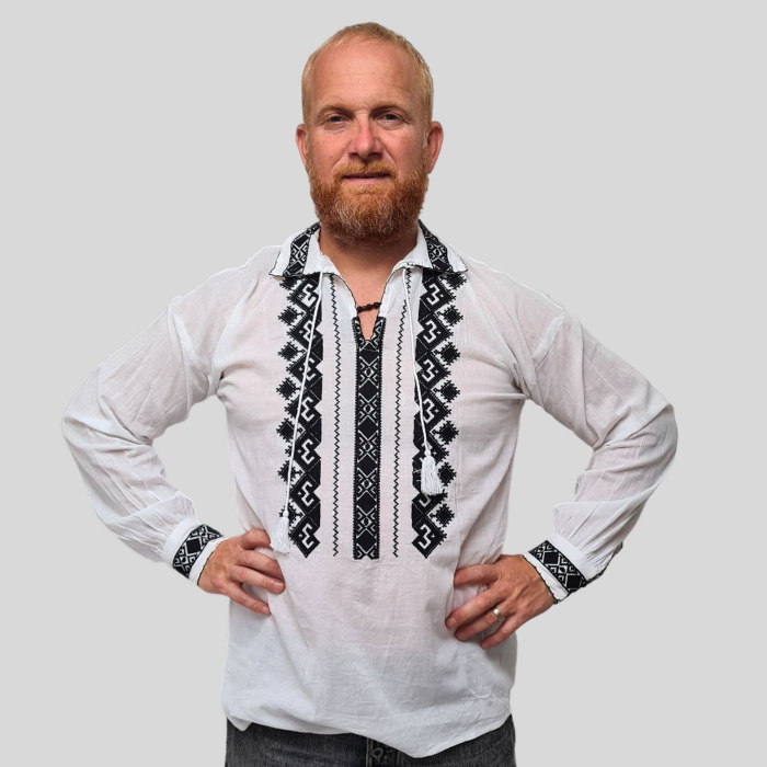 Cămașă tradițională Irineu broderie neagră [2]