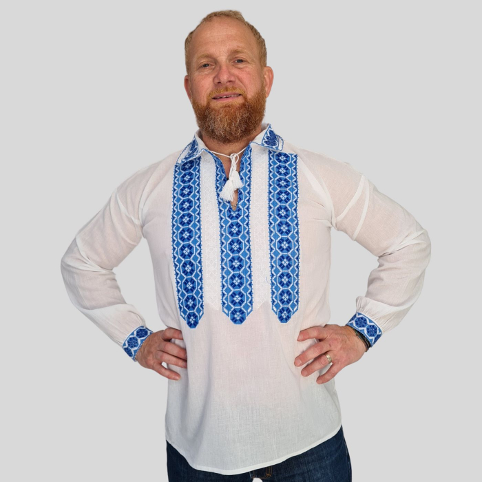 Cămașă tradițională Marcel broderie albastră [3]
