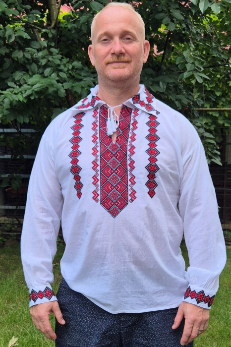 Cămașă tradițională Liviu broderie rosie [2]