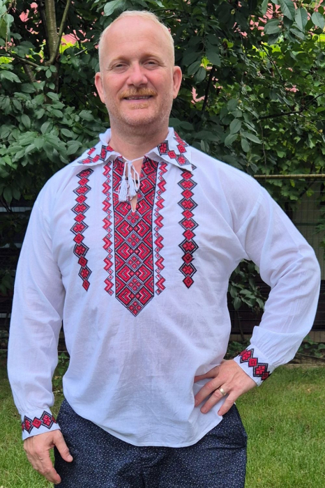 Cămașă tradițională Liviu broderie rosie [3]