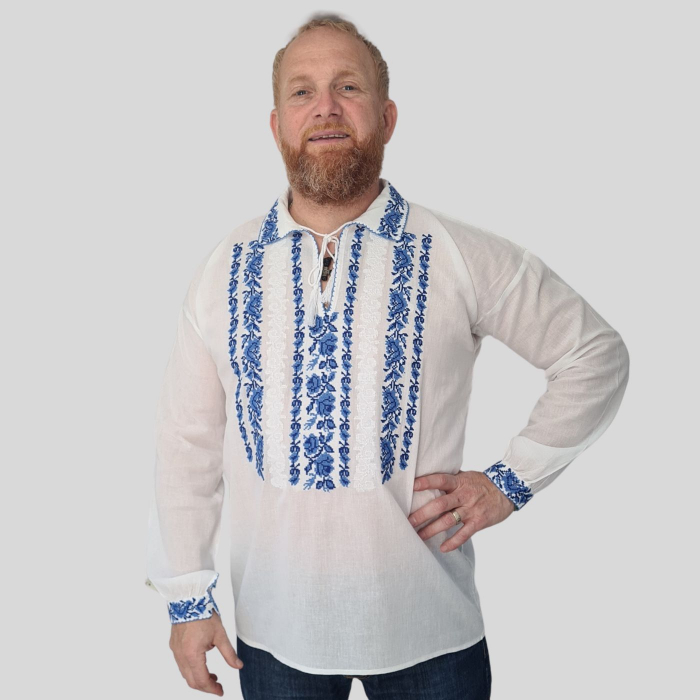 Cămașă tradițională Gabriel broderie albastră [2]