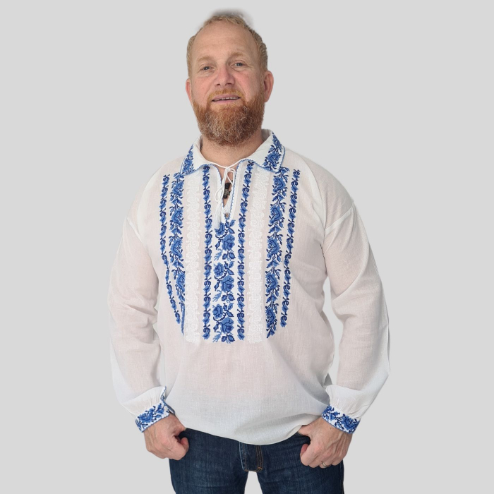 Cămașă tradițională Gabriel broderie albastră [3]