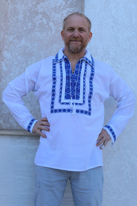 Cămașă tradițională Martinian broderie albastra [3]