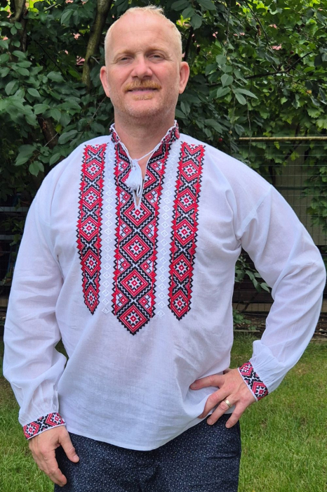 Cămașă tradițională Ierotei broderie rosie [3]