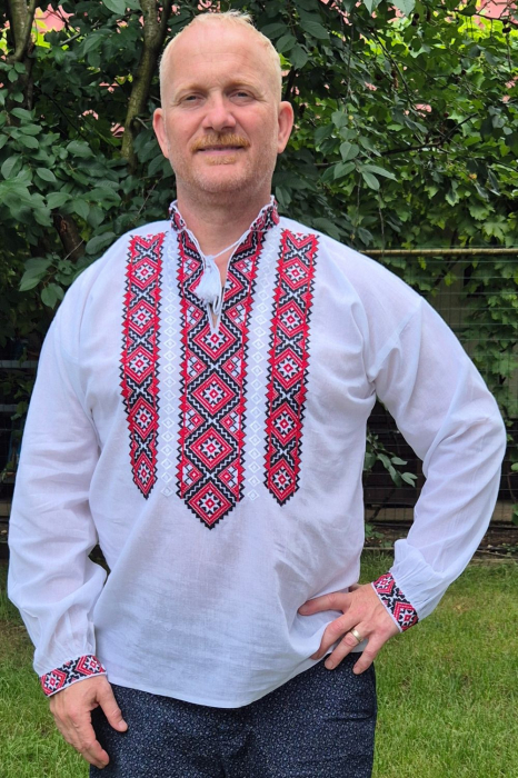 Cămașă tradițională Ierotei broderie rosie [2]