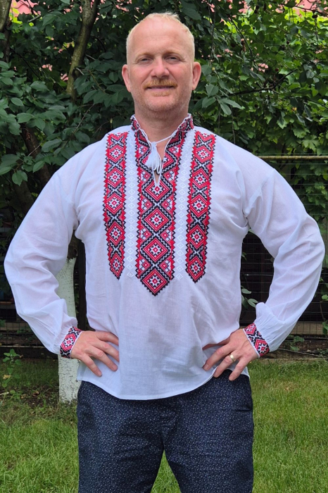 Cămașă tradițională Ierotei broderie rosie [1]