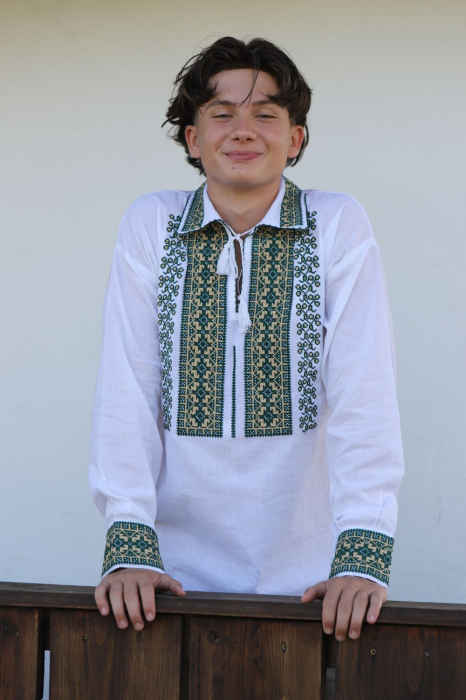 Cămașă tradițională Mateo broderie verde [3]