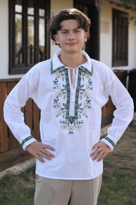 Cămașă tradițională Gherasim broderie verde [2]