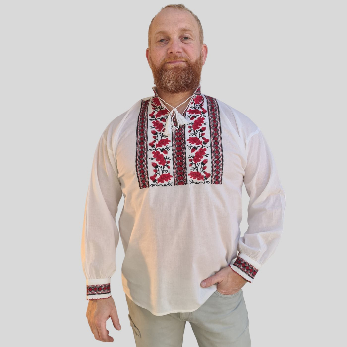 Cămașă tradițională Meletie broderie rosie [2]