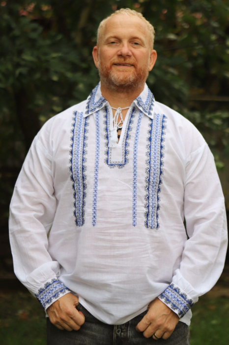 Cămașă tradițională Misail broderie albastra [3]