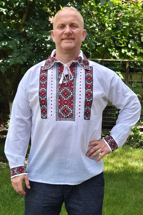 Cămașă tradițională Pantelimon broderie rosie [2]