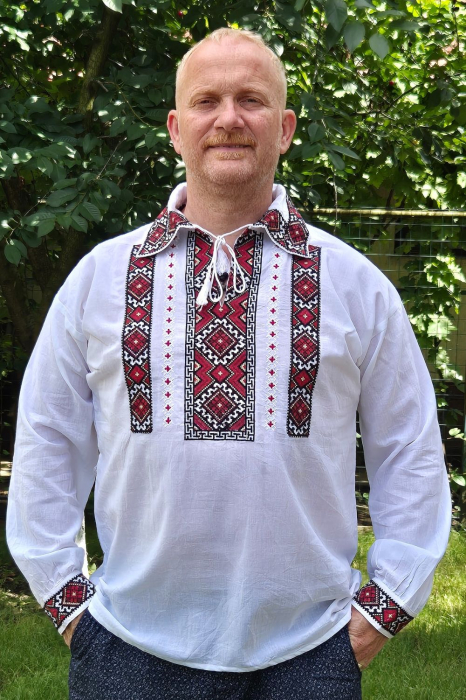 Cămașă tradițională Pantelimon broderie rosie [3]