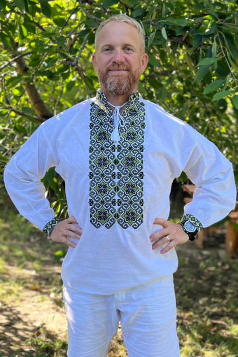 Cămașă tradițională Nicanor broderie verde [2]