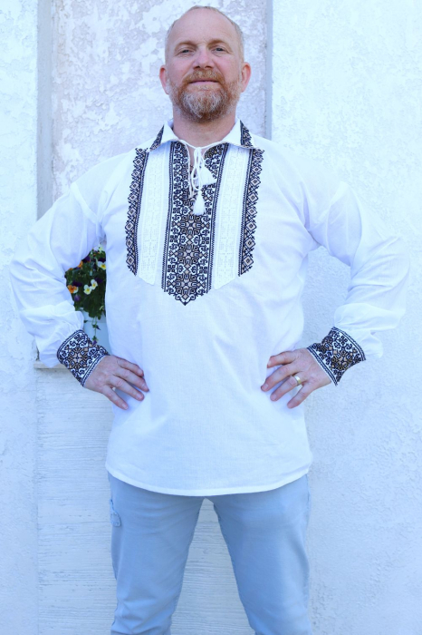 Cămașă tradițională Elefterie broderie bej [3]