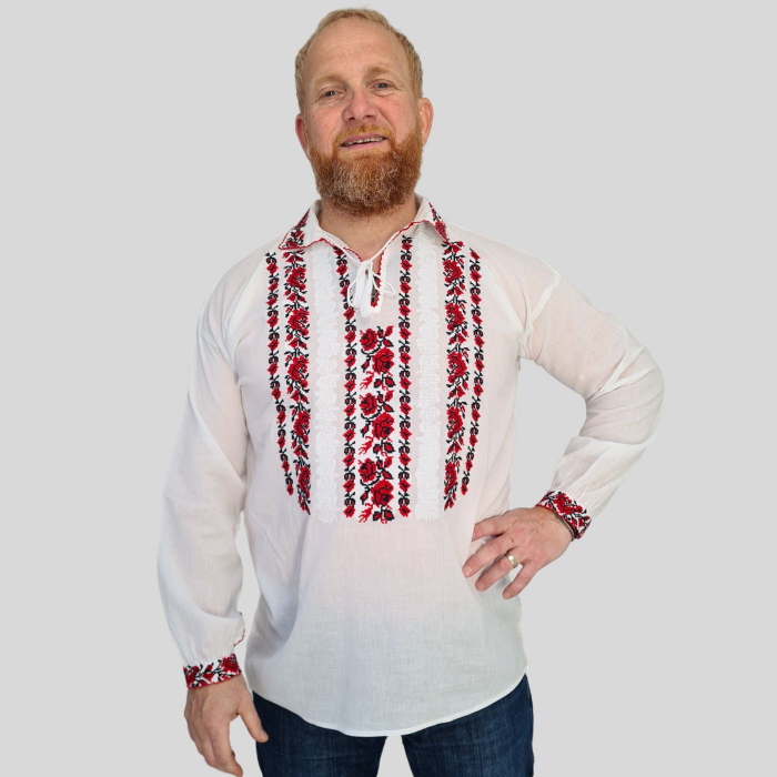 Cămașă tradițională Gabriel broderie roșie [3]