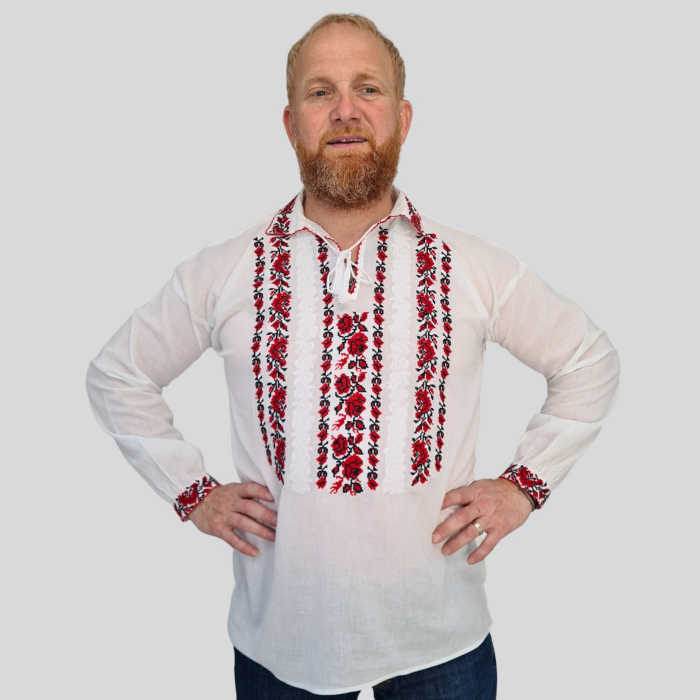 Cămașă tradițională Gabriel broderie roșie [2]