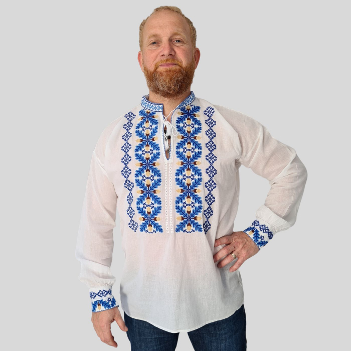 Cămașă tradițională Paraschiv broderie albastra [3]