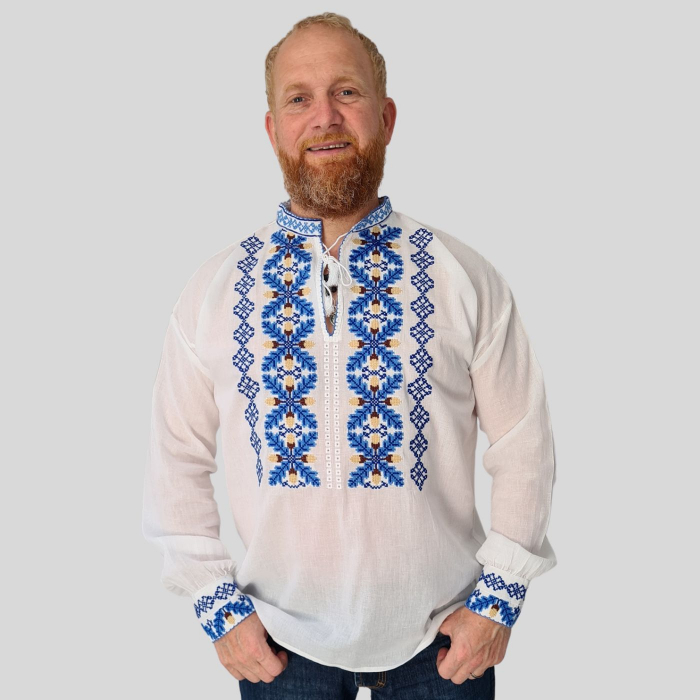 Cămașă tradițională Paraschiv broderie albastra [2]
