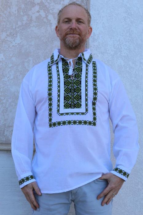 Cămașă tradițională Martinian broderie verde [2]