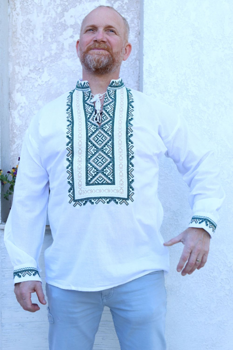 Cămașă tradițională Ramon broderie verde [3]