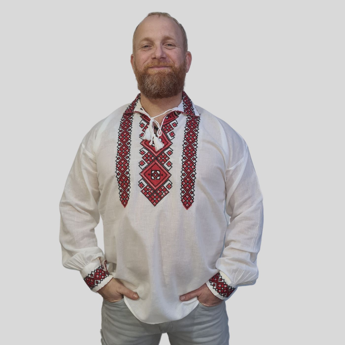 Cămașă tradițională Razvan broderie rosie [2]