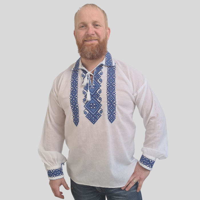 Cămașă tradițională Razvan broderie albastra [2]