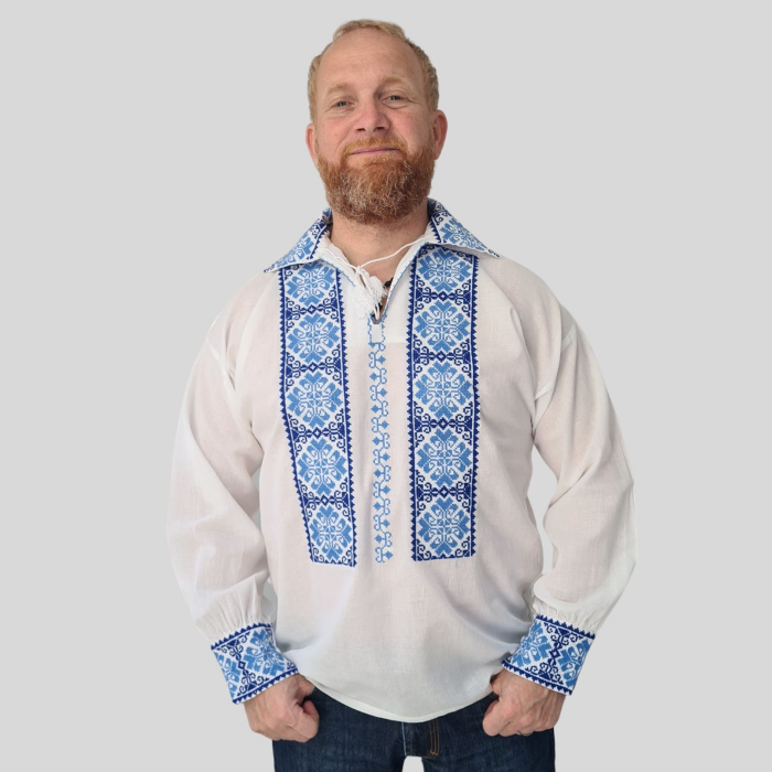 Cămașă tradițională Grigorie broderie albastră [3]