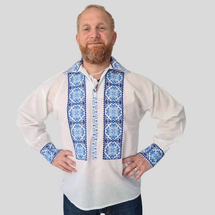 Cămașă tradițională Grigorie broderie albastră [2]