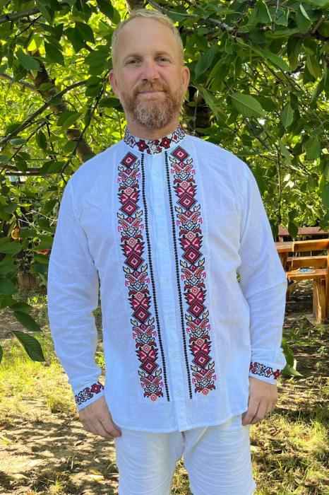 Cămașă tradițională Vitalie broderie rosie [3]