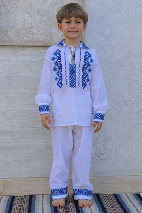 Compleu baieti Ilarion broderie albastra [3]