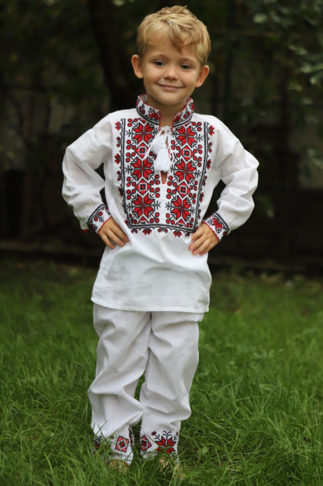 Compleu baieti Stelu broderie rosie [2]