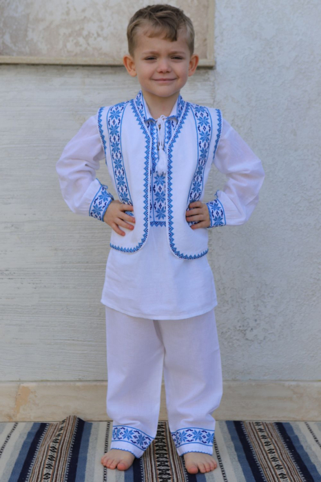 Compleu baieti Vlasie broderie albastra [2]