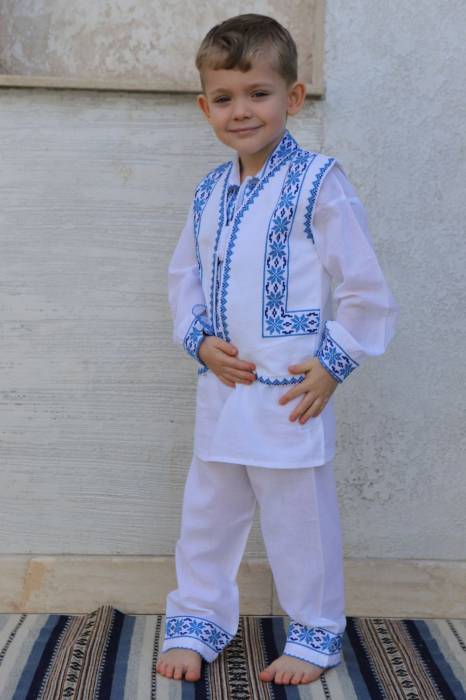 Compleu baieti Vlasie broderie albastra [3]