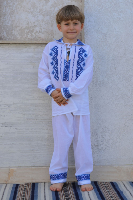 Compleu baieti Ilarion broderie albastra [2]