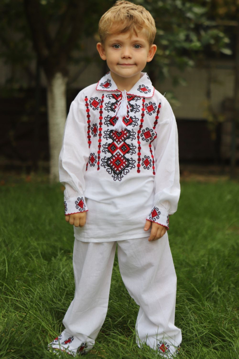 Compleu baieti Calinic broderie rosie [3]