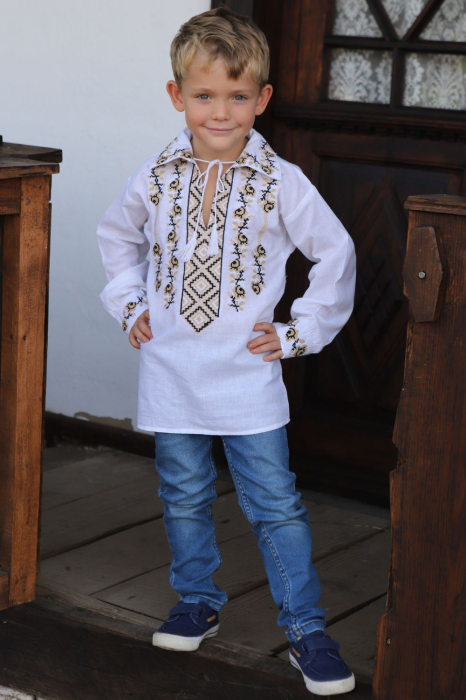 Ie băieți Adelyn broderie bej [2]