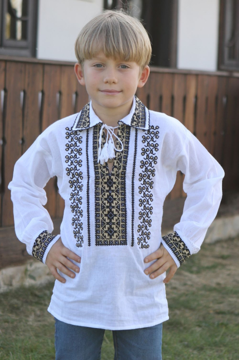 Ie băieți Mateo broderie neagra si bej [2]