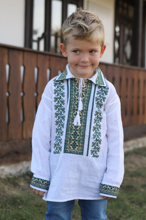 Ie băieți Mateo broderie verde [2]