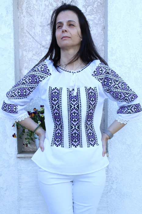Ie damă Filotimia broderie mov [2]