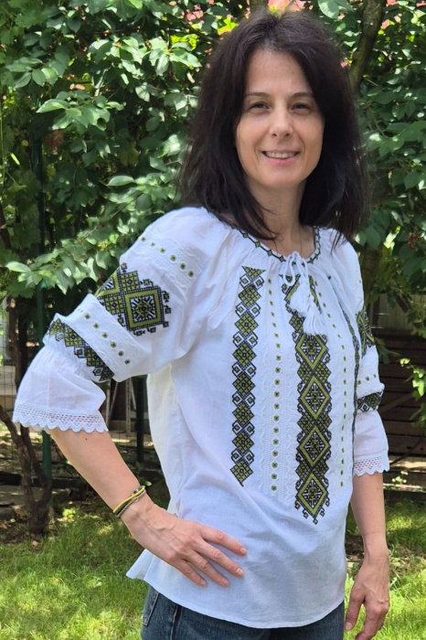 Ie damă Miki broderie verde [2]