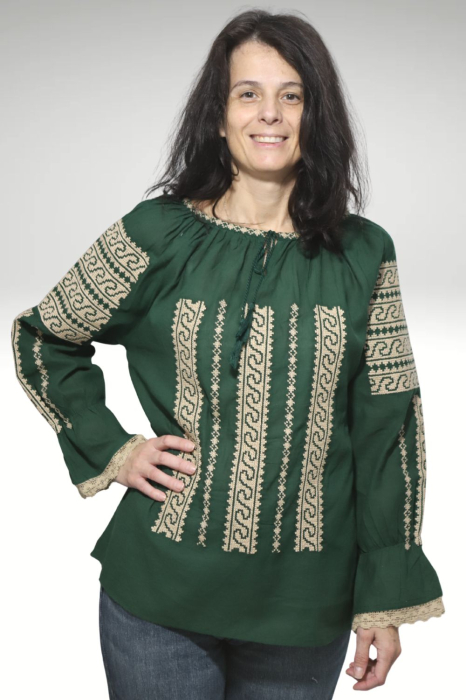 Ie damă Nectaria broderie bej maneca lunga [3]