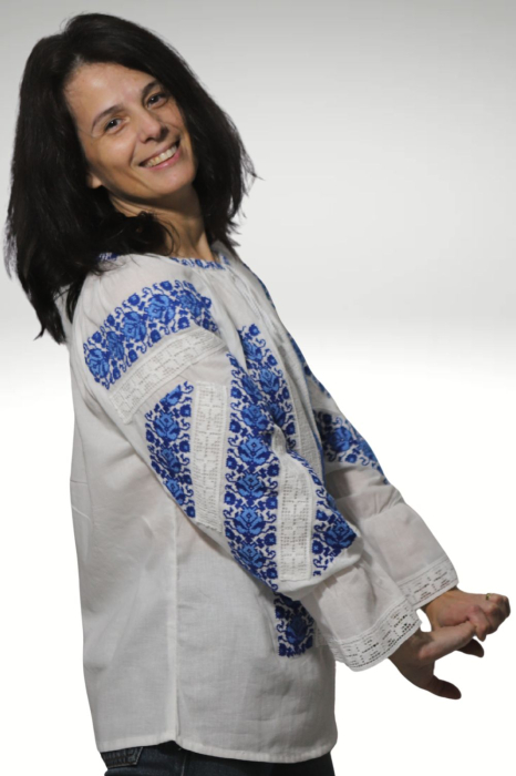 Ie damă Pinufia broderie albastra maneca lunga [3]