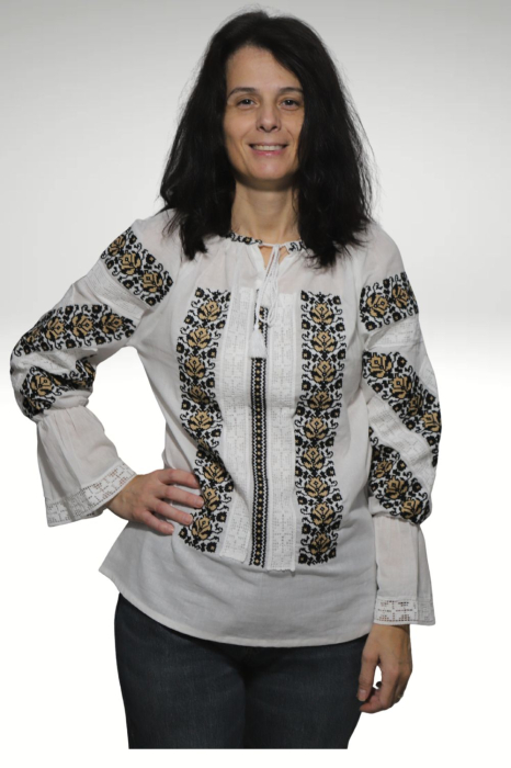 Ie damă Pinufia broderie bej maneca lunga [3]